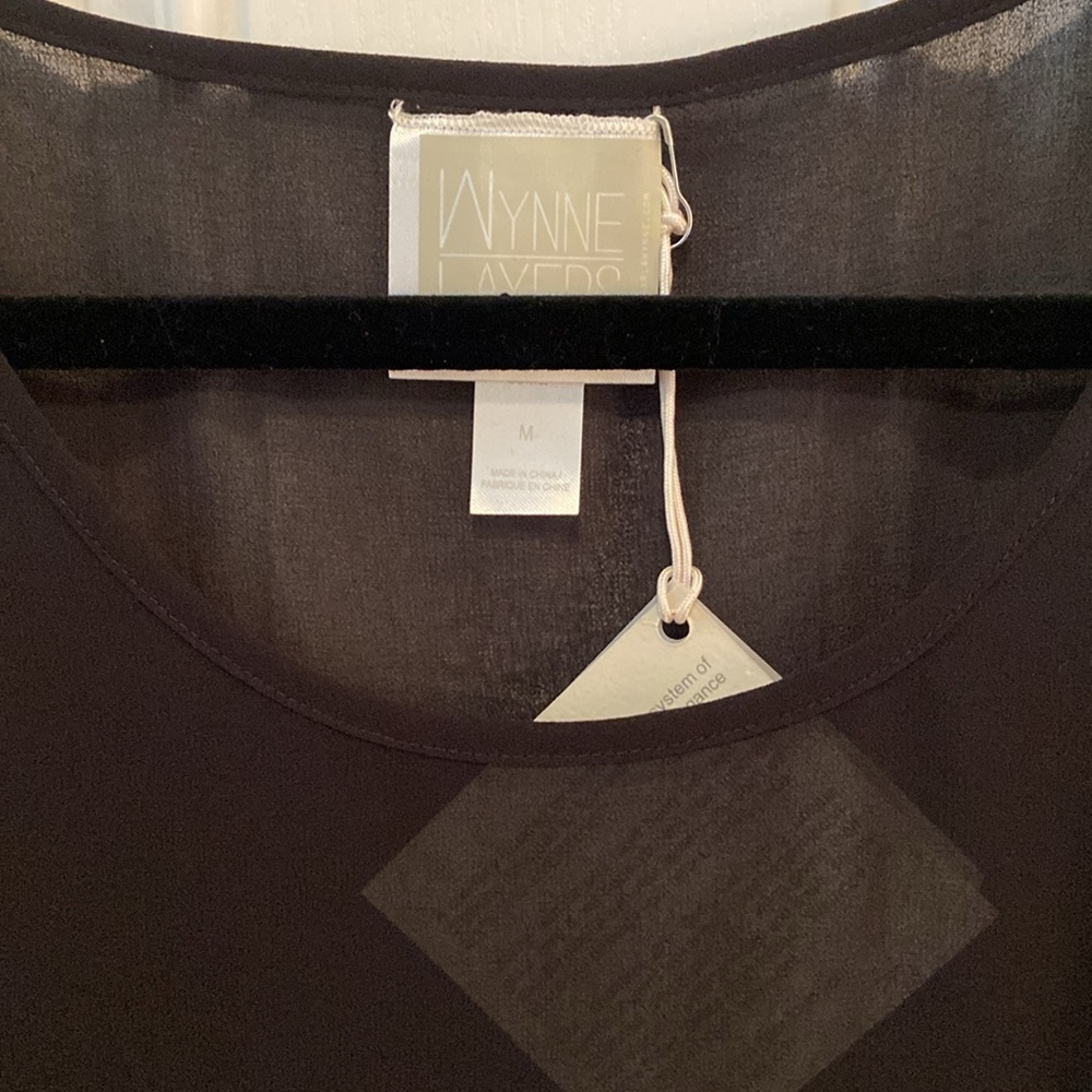 MarlaWynne Wynne Layers Chiffon Tank Black Size M NWT - Picture 3 of 8